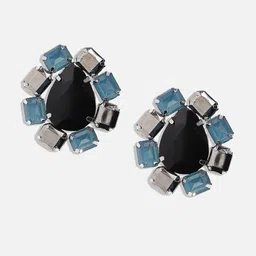 SOHI Silver-Plated Circular Shaped Stud Earrings image 2