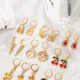 Jewels Galaxy Gold-Toned & Red Circular Studs Earrings-17