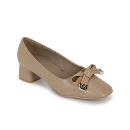 Truffle Collection Square Toe Block Heeled Pumps with Bows image 2