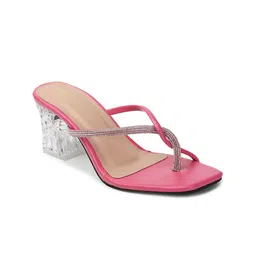 madam glorious Embellished Open Toe Block Heels image 3