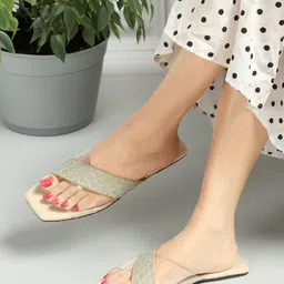 Anouk Cream-Coloured Textured Open Toe Flats image 3
