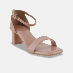 Mast & Harbour Peach-Coloured Open Toe Block Heels image 2