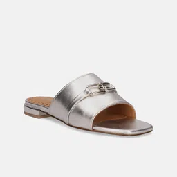 BAGATT Glaze Buckle Detailed Leather Open Toe Flats-22