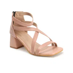 ICONICS Open Toe Block Heels With Zip Closure image 5