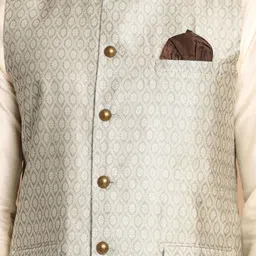 VASTRAMAY Men Kurta with Churidar & Nehru Jacket image 2