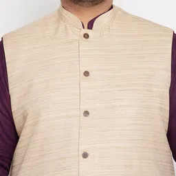 VASTRAMAY Size Men Purple Kurta with Churidar & With Nehru Jacket image 2