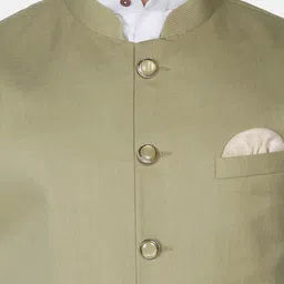 TAHVO Men White Kurta With Pyjamas With Nehru Jacket image 2
