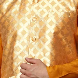 MAG Straight Kurta With Pyjamas & Nehru jacket image 2