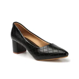 ELLE Textured Pointed Toe Party Block Pumps image 3