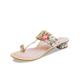 Ozuri Printed Embellished One Toe Block heels image 5