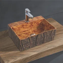 Table Top Wash Basin For Bathroom | Counter Top Wash Basin For Living Room | Art Wash Basin Countertop, Tabletop Ceramic Bathroom Sink/Basin Dimension 16 X 12 Inch Glossy Wooden Type Counter Top-image-61