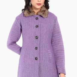 Wool Self Design Coat For Women-image-43