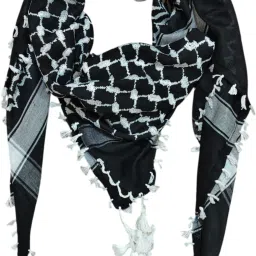 Checkered Cotton Blend Men White, Black Scarf-19