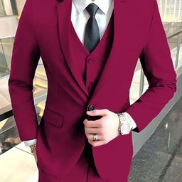 verticals Men 3 Piece Suit Solid Suit-picture-7