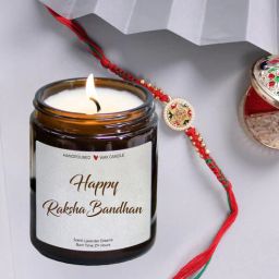 Lemongrass White Wax Scented Candles With Raksha Bandhan Gift Set by Aromatic Fables-image-63
