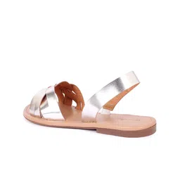 WZAYA Cross Strap Open Toe Flats With Backstrap image 4