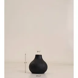 PUREZENTO Ivory Black Textured Ceramic Flower Vase image 3