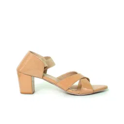 Glitzy Galz Criss-Cross Strap Open Toe Block Heels image 4