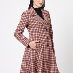 Owncraft Checked Wool Single-Breasted Knee Length Overcoat image 2