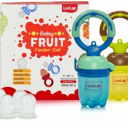 luvlap Baby Food and Fruit Feeder Twin Pack with four Feeder Sack Sizes, BPA Free Teether and Feeder image 5