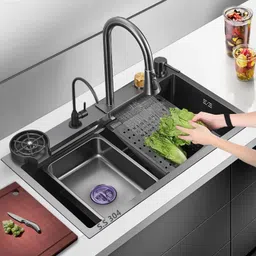 q-image Kitchen sink SS 304 Grade 30" X 18" X 9" HANDMADE KITCHEN SINK PREMIUM QUALITY MATT FINISH Vessel Sink-picture-10