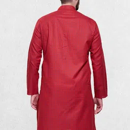 SHIWAM ETHNIX Men Red Geometric Block Printed Kurta image 5