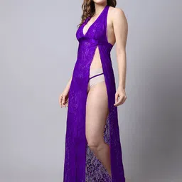 Aamarsh Pack Of 2 Self Design Net Halter Neck Baby Doll image 3