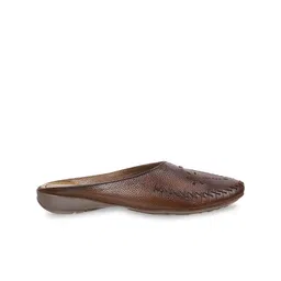 Mochi Women Tan Mules with Laser Cuts Flats image 4