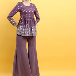 Vishudh Ethnic Motifs Printed Empire Kurta with Sharara & Dupatta image 3