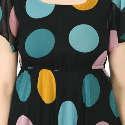 Gladly Polka Dot Print Flutter Sleeve Georgette Empire Maxi Dress image 3
