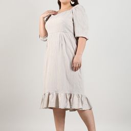 Instafab Plus Women Square Neck Fit & Flare Dress-image-57