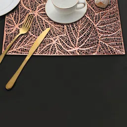 Dakshya Industries Copper-Toned 4-Pieces Rectangular Table Placemats image 5