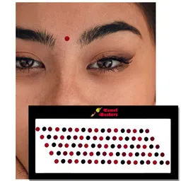 Comet Busters 90 Pcs Reusable Designer Bindis - Red & Black image 3