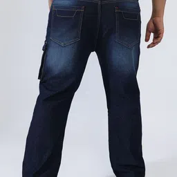 instafab plus Instafab Men Plus Size Relaxed Fit Light Fade Low Distress Cargo Style Jeans image 3