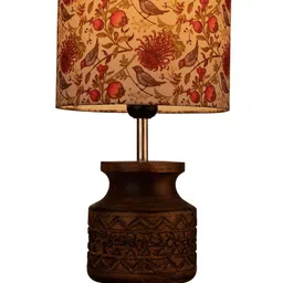 green girgit Brown & White Printed Cylindrical Shaped Table Lamp image 3