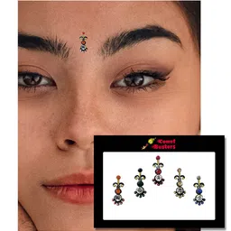 Comet Busters 5 Pcs Embellished Reusable Designer Bindis - Multicolored image 2