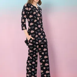 NIGHT FLOSS Printed Round Neck Three-Quarter Sleeves Pure Cotton Tunic & Trouser image 2