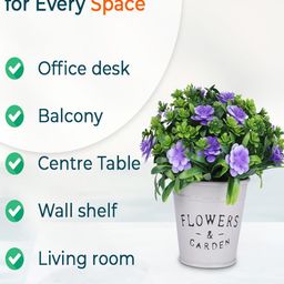 Kuber Industries Lavender & Green Daffodil Artificial Plant With Pot image 3