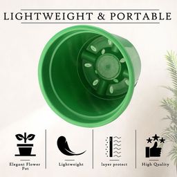 Kuber Industries Set Of 6 Black & Green Planter With Pot image 3
