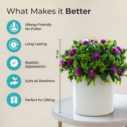 The Better Home Green & Purple Artificial Flower With Pot image 3