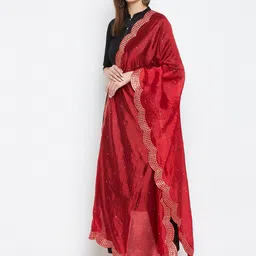 Clora Creation Embroidered Dupatta with Beads and Stones image 2