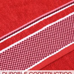 Kuber Industries Red & White 2 Pieces Striped Cotton 150 GSM Bath Towel image 3