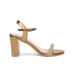 VALIOSAA Copper-Toned Textured Block Heels image 5
