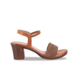 Mochi Textured Open Toe Block Heels With Backstrap image 4