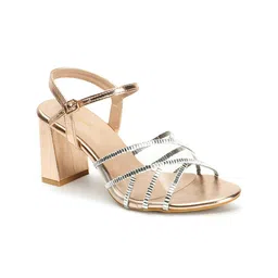 Retro Walk Open Toe Embellished Block Heels image 2