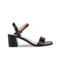 London Rag Minimalist Textured Open Toe Block Heels With Backstrap image 3
