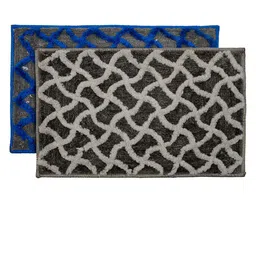 Kuber Industries Set Of 2 Grey & Blue Textured Velvet Anti-Skid Doormats-50