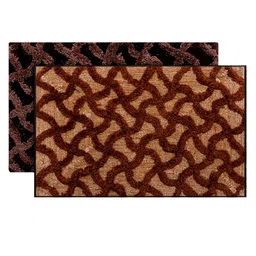 Kuber Industries Set Of 2 Textured Velvet Anti-Skid Doormats-43