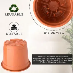 Kuber Industries 4-Pcs Red & Orange-Colored Round Planters image 3