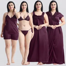 night keys Pack of 5 Women Nighty with Robe-picture-20